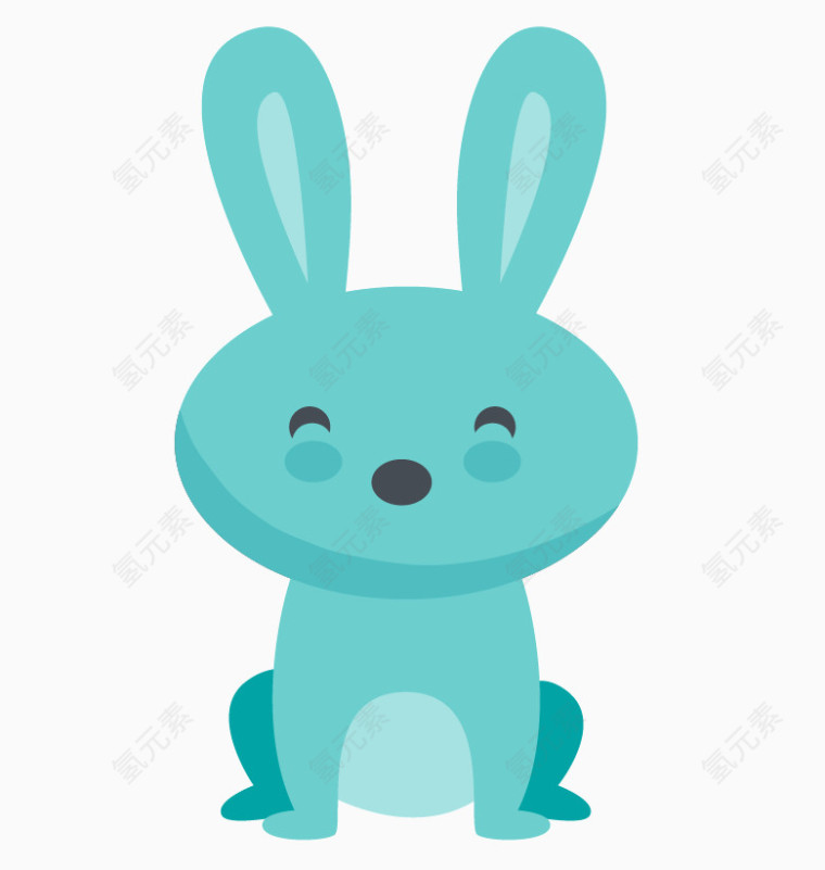 卡通手绘蓝色小兔子 