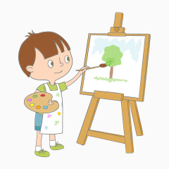 卡通绘画的男孩