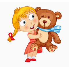 抱着玩具熊的小女孩