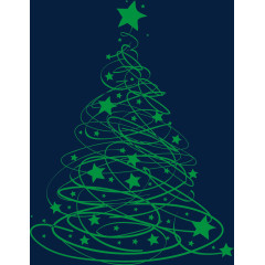 绿色圣诞树线条星星