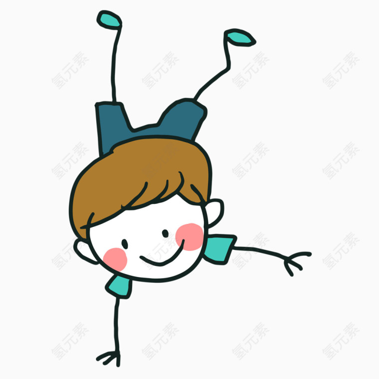 倒立的小男孩