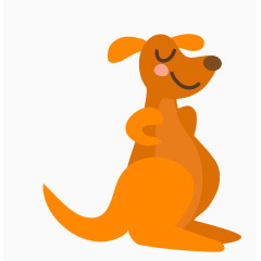 卡通动物 黄色袋鼠