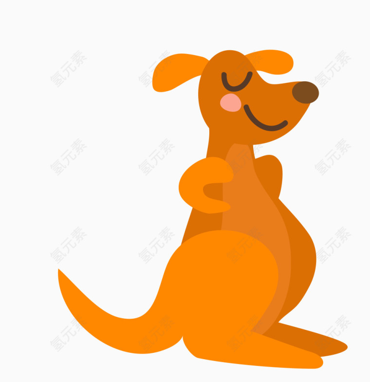 卡通动物 黄色袋鼠