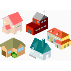 矢量小房子居民楼卡通