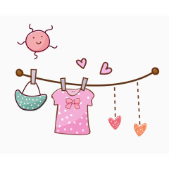 卡通清新晒衣服