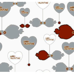 白色灰色心形和亲吻鱼免扣素材