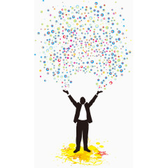 剪影商务人物 炫彩思维