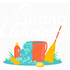 卡通春季大扫除插画
