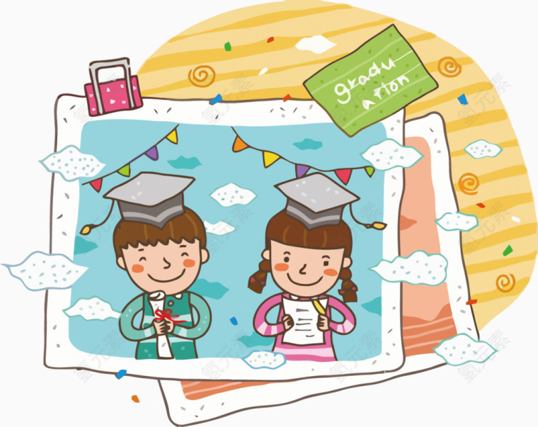 卡通毕业照片