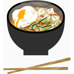 筷子一碗鸡蛋面卡通手绘装饰元素