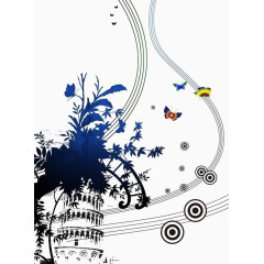 时尚花纹剪影素材