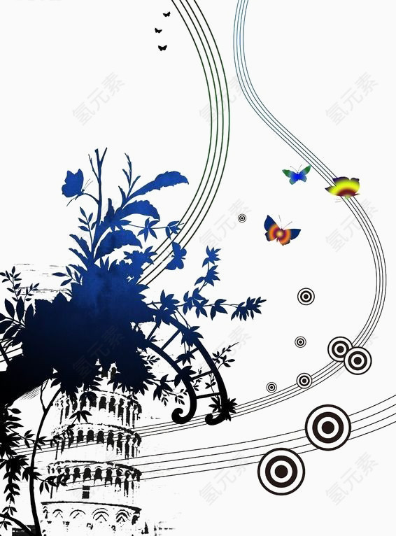 时尚花纹剪影素材