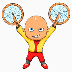 卡通人物小和尚练功功夫