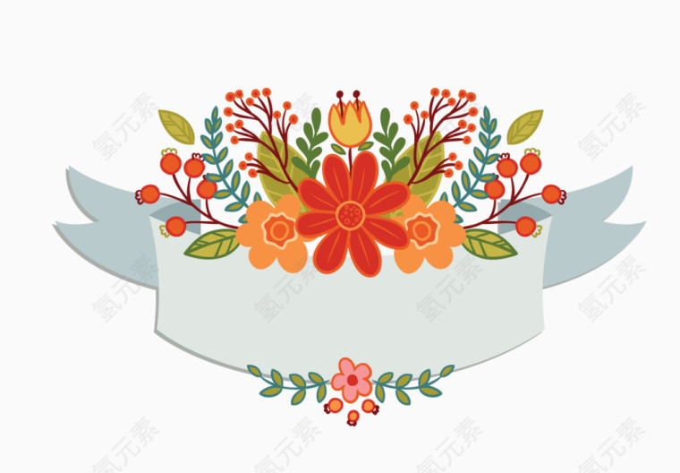 彩绘鲜花横条幅