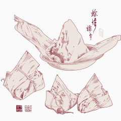手绘线条粽子