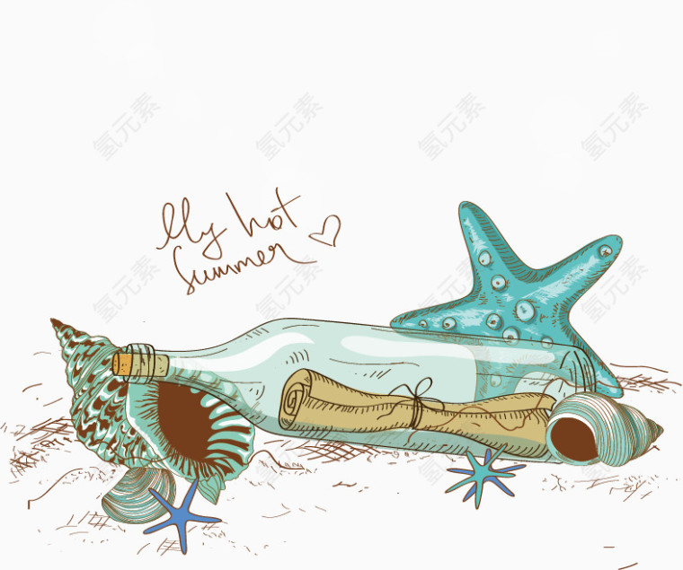 许愿瓶海星沙滩