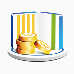 卡通金币与书本