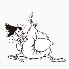 黑白卡通手绘动物插画