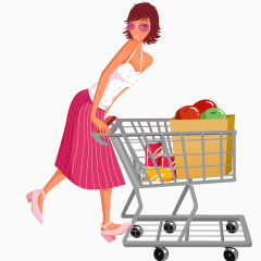 在超市买水果的女士