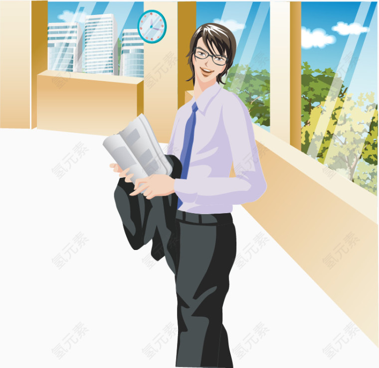 矢量手绘商务男