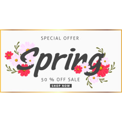 鲜花装饰春季促销标签