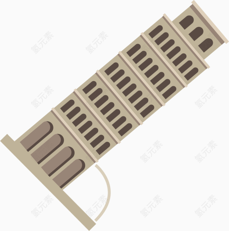 斜塔卡通手绘装饰元素