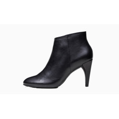 黑色高跟拉链短靴侧面