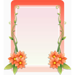 橘色星型花朵装饰的矩形边框