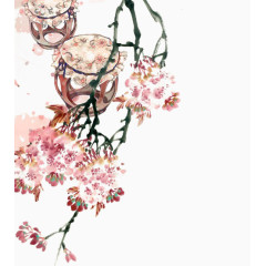 古风桃花飘落元素 