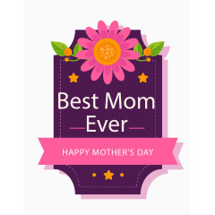 手绘花朵母亲节标签