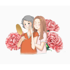 卡通母女人物