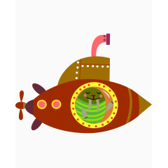 卡通潜水艇png免费素材矢量