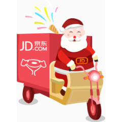 京东圣诞老人快递手绘卡通