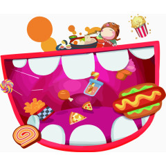 吃货节卡通水彩插画