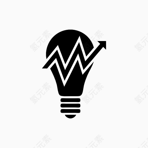 电灯泡上升趋势箭头图标