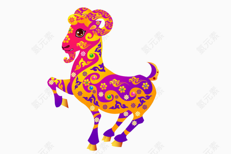 手绘花纹羊