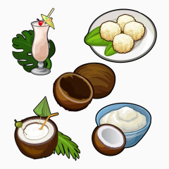 卡通椰子椰糖果汁
