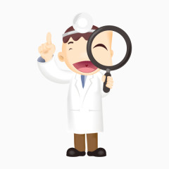 手绘卡通拿放大镜医生