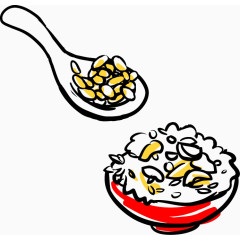 手绘炒饭矢量元素