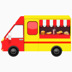 卡通食品路边摊外卖汽车西餐