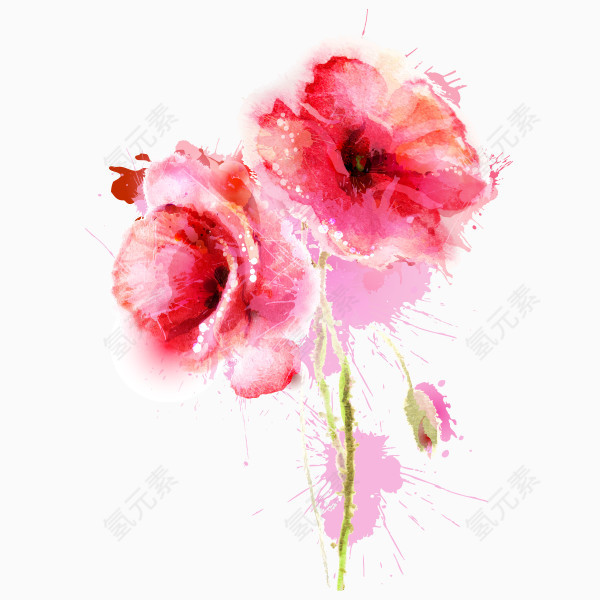 手绘水彩花朵png图片