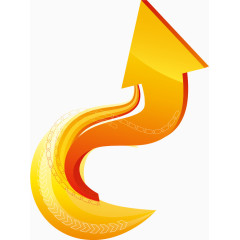 黄色弯曲动感箭头