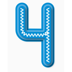 蓝色圆润数字4