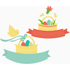 一篮彩蛋卡通手绘边框纹理装饰元素