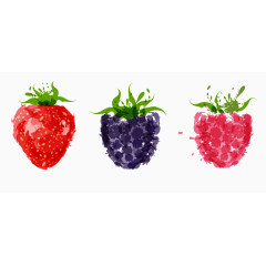 卡通手绘水彩草莓png 