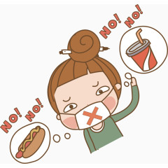 生病戒口卡通人物图标元素