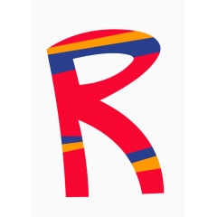 可爱卡通斜杠英文字母R
