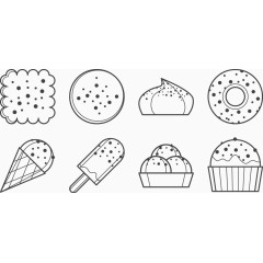 西式甜品简洁线条图标