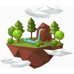 矢量手绘3D小岛