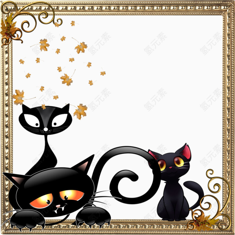 卡通猫花纹图案边框